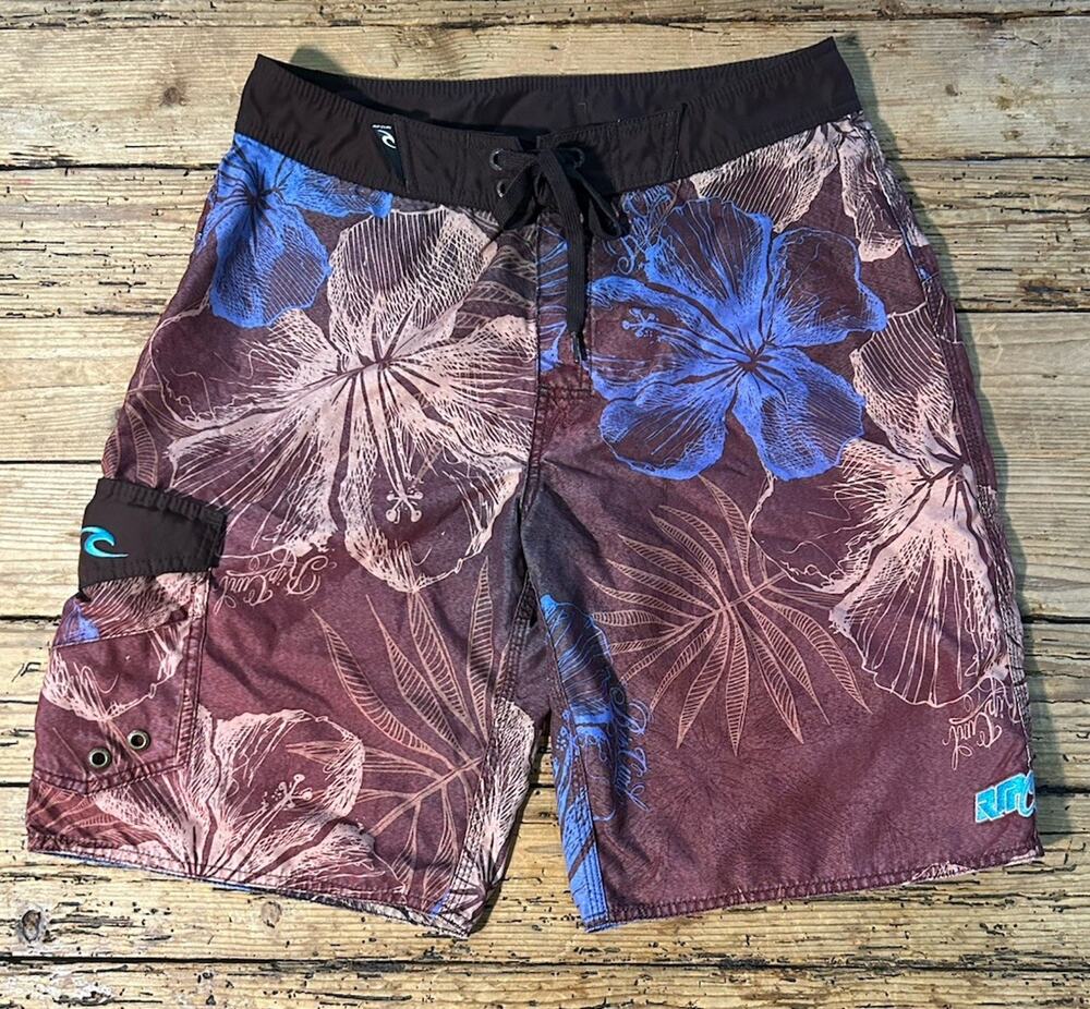 Rip Curl Men’s Size 31 Brown Aloha Boardshorts W/Multi-Tool Attachment
